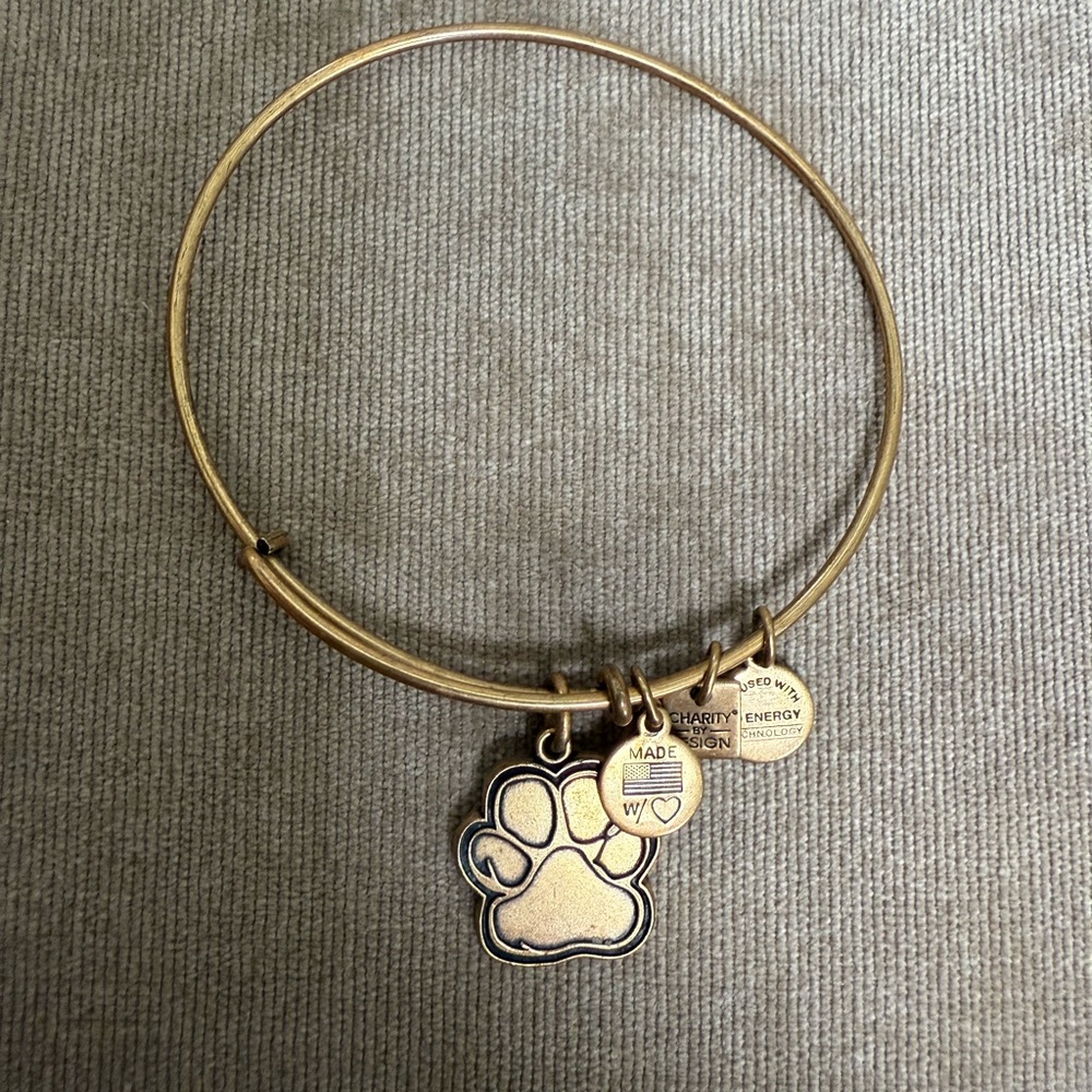 Gold Paw Print Charm Bangle